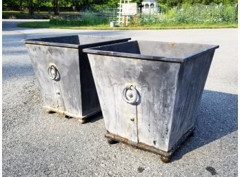 Gorgeous Large Outdoor Distressed Metal Planters  - 3/3