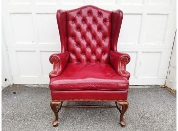 Classic Hickory Style Wingback Chair By Leathercraft