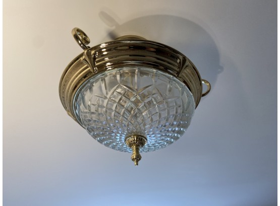 Glass And Gold Tone Pendant Light Fixture