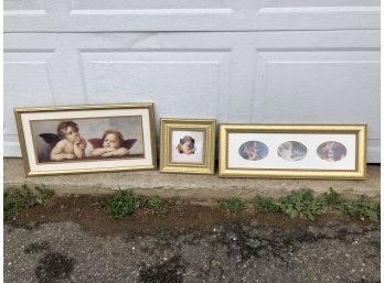 3 Framed Pictures Of Angels