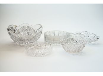 Assortment Of Cut Glass & Crystal Bowls