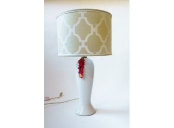 Ceramic Table Lamp W/Quatrefoil Drum Shade