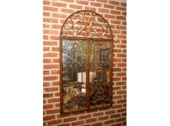 Extra Large Antiqued Windowpane Arch Gate Mirror