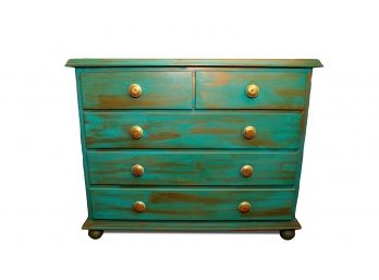 Accent Green Chest With Beautiful Round Knobs