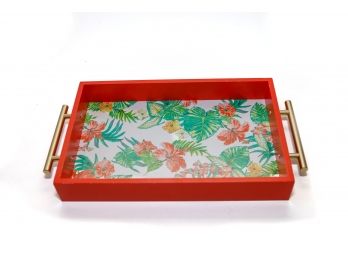 Red Floral Serving Tray