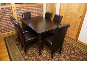 Draw Leaf Table & Six Parsons Chairs -Dining Set