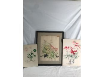Three Watercolor Of Flowers Of Flowers (#76)