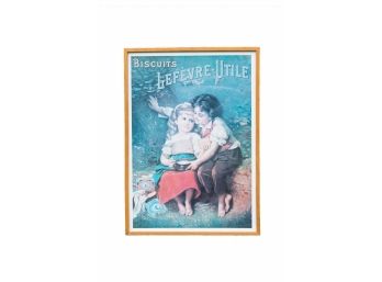 Nicely Framed Antique French Poster - Lefèvre Utile Biscuits