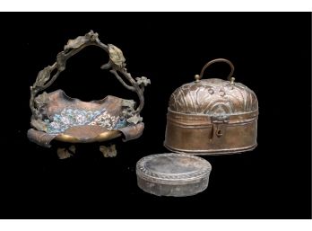 Grouping Of Antique Copper & Silver Decorative Items