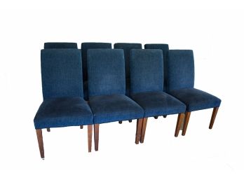 Set Of Eight  Crate & Barrel Dining Chairs With Cherry Legs ($4100 With Chenille Upholstery)