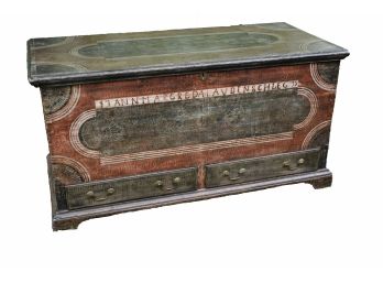 A Beautiful Antique Continental Mixed Woods Chest. Ca. 1820 ($3000 )