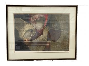 Sunol Alvar (b. 1935) Color Etching 'Untitled' Study Of Flutist | Signed By Artist | 109/150
