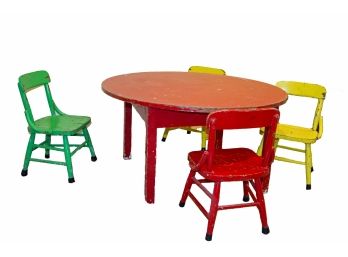 Rustic & Charming ABC Home (NYC) Children's Play Table With Four Chairs (AS IS)