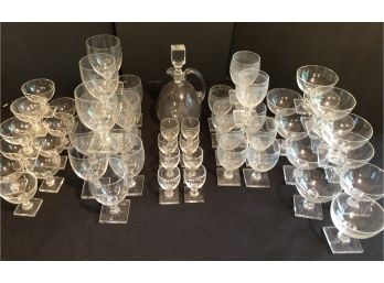 Vintage Etched Crystal Barware Set