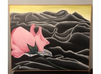 Pink Rose Black Sea Painting On Canvas