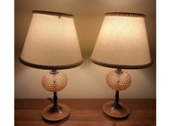 Vintage Hobnail Glass Lamps Pair