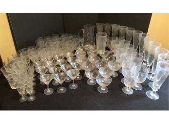 Vintage “Wheat Pattern” Etched Glassware Set