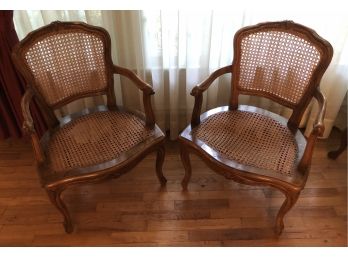 Pair Of Vintage French Cane Arm Chairs