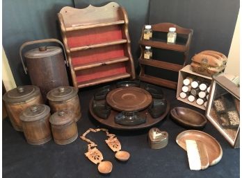 Mid-Century Wooden Kitchenware Mixed Lot