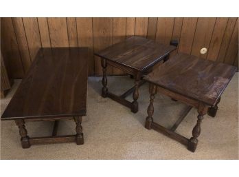 3 Piece Colonial Style Coffee Table & End Tables Set