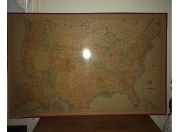 Vintage Framed Wall Map