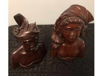 Vintage Fatimah Bali Carved Wood Statues