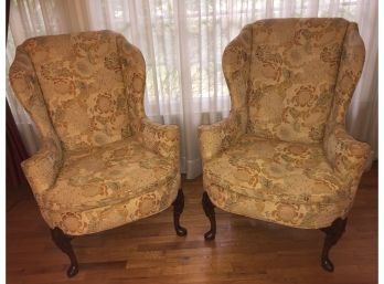 Pair Of Vintage Wing Chairs