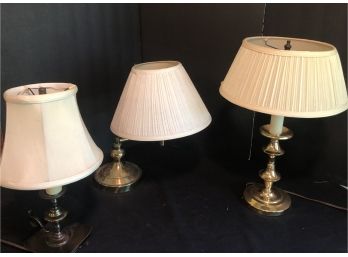 3 Piece Brass Lamps Lot