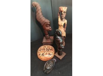 Vintage Hand Carved Wood Sculptures Lot