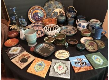 Handmade Pottery, Stoneware & Ceramic Tiles Lot
