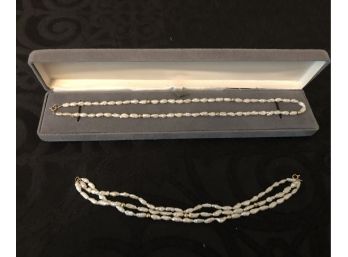 14K Gold & Freshwater Pearl Necklace & Bracelet Set