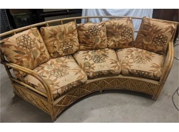 Amazing And Rare Rattan Curved Couch