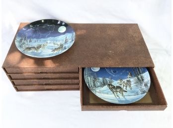 Set Of 8 Collector Plates Wolves Bradford Exchange  Sentinels Of The Sky