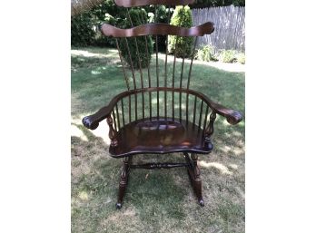 Comb-Back Windsor Cherry Finish Rocking Chair Has A Repair