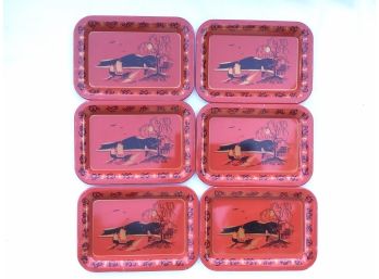 Set Of 6 Snack Trays Asian Themed