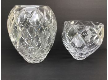 Lenox Etched Lead Crystal Vase Plus One Other Lot