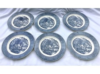 Currier And Ives 6 Dinner Plates Royal Ironstone By Royal China