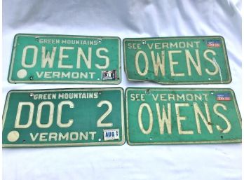 4 1970s 1980s Vermont Vanity License Plates
