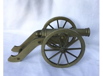 Vintage 10” Heavy Solid Brass Cannon Made In Italy