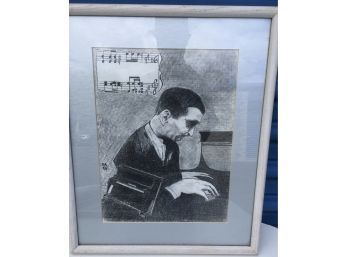 Framed Pencil Drawing Caricature - Irving Berlin