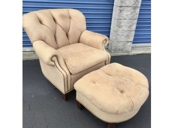 Vintage Hancock & Moore Leather Club Chair W/ Ottoman