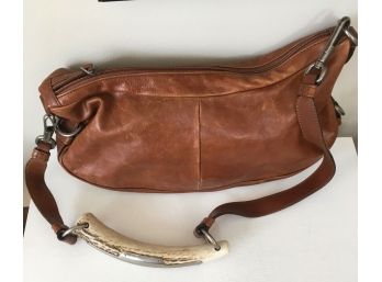 Vintage Yves Saint Laurent Mombasa Leather Handbag W/ Stag Horn
