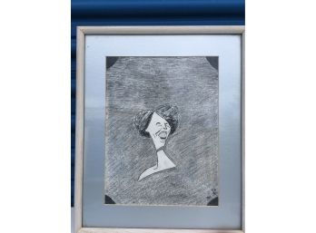 Framed Pencil Drawing Caricature - Eleanor Roosevelt