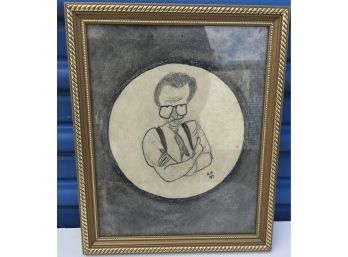 Framed Pencil Drawing Caricature - Larry King