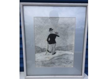 Framed Pencil Drawing Caricature - Charlie Chaplin
