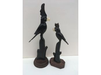 Two Vintage Carved Horn Bird  Figurines