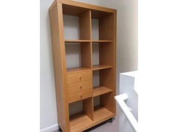 Wood Rolling Shelving Unit  With Removable Roll-Out Drawer (IKEA?)  1 Of  2