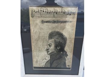 Framed Pencil Drawing Caricature - Mozart