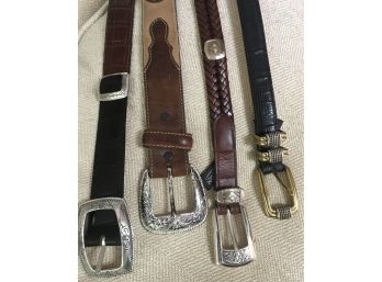 Lot Of Three Brighton Leather Belts + Tony Lama Belt