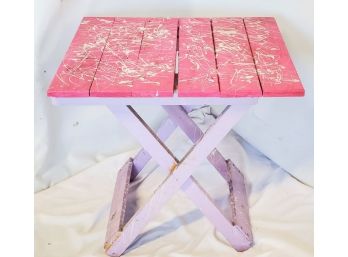 Cute Pink & Purple Painted Small Wooden Folding Table
